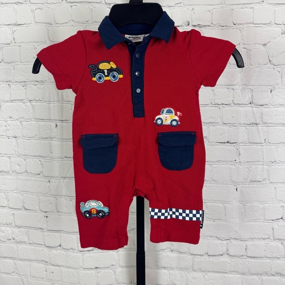 Buster Brown Vintage Baby Boy Race Car One Piece Size 3-6 Months - Picture 1 of 8